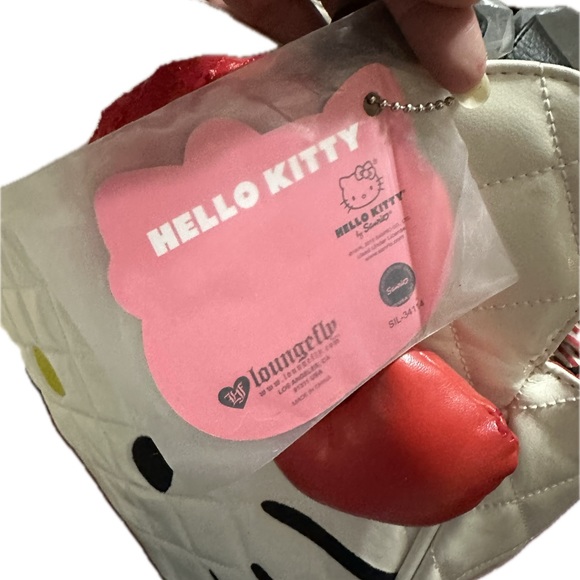 VTG LOUNGEFLY HELLO KITTY WHITE QUILTED SANRIO RED BOW TOTE BAG FLAWED 16”x 12” - Picture 5 of 15